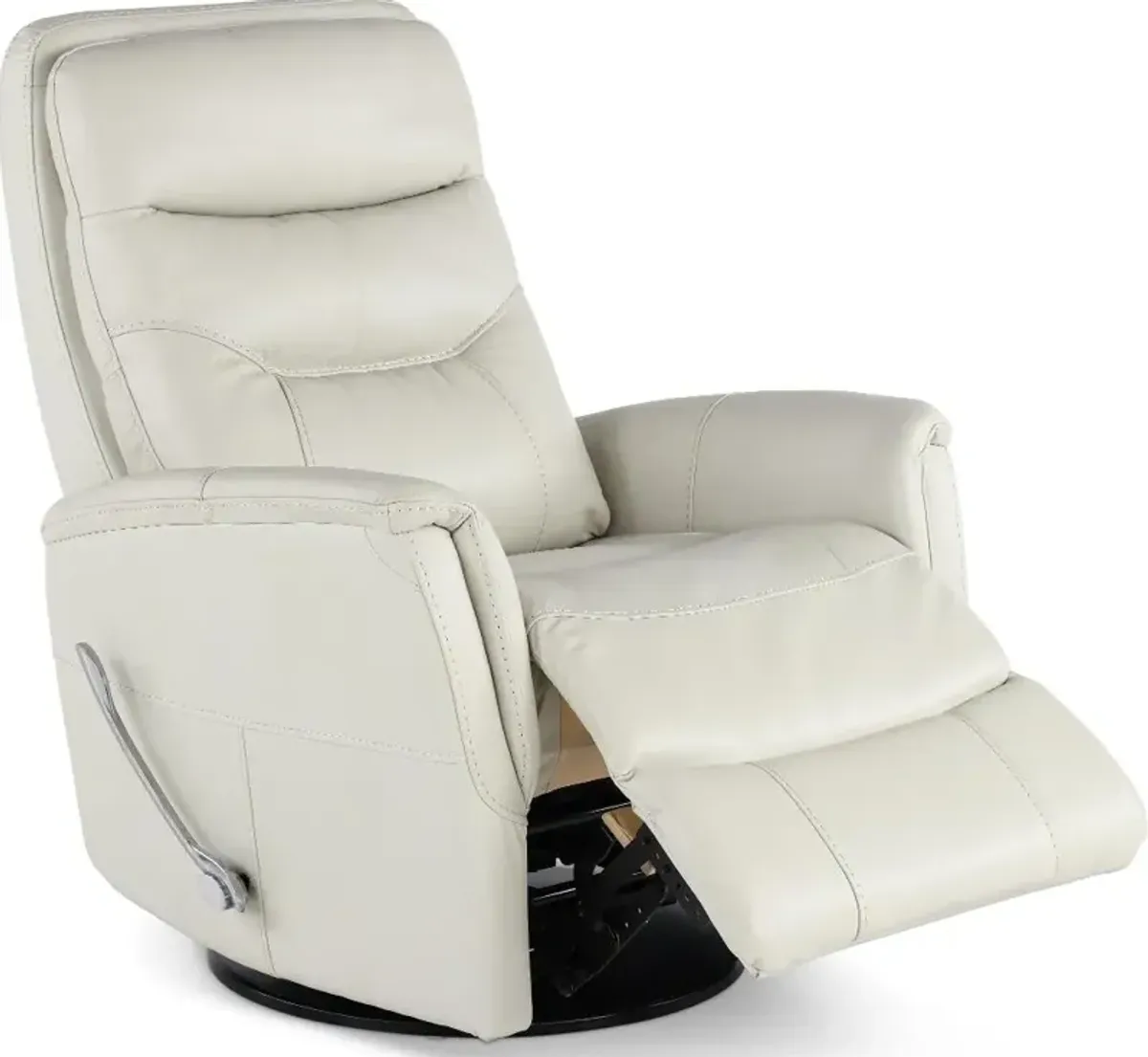 Ice White Leather-Match Swivel Glider Recliner