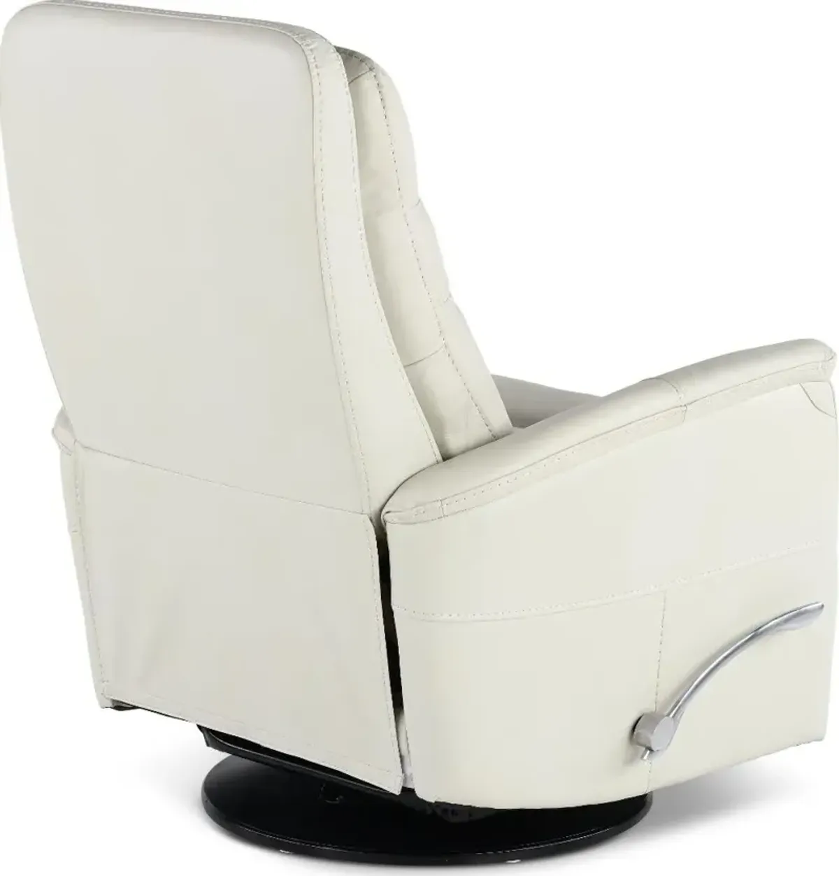 Ice White Leather-Match Swivel Glider Recliner