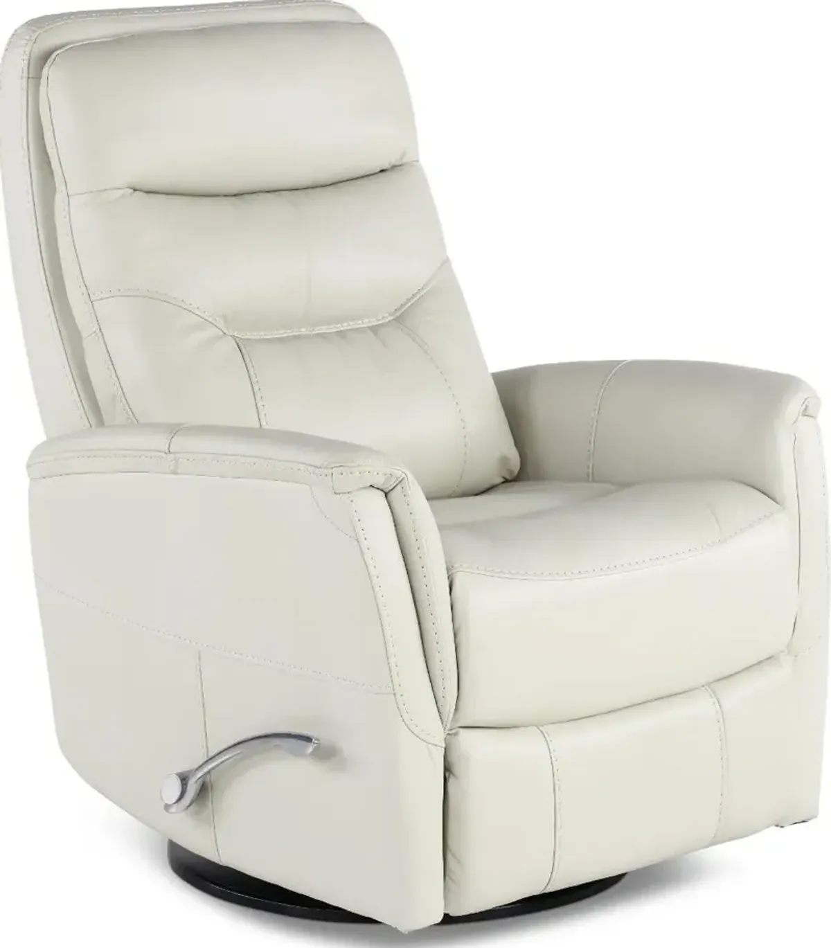 Ice White Leather-Match Swivel Glider Recliner