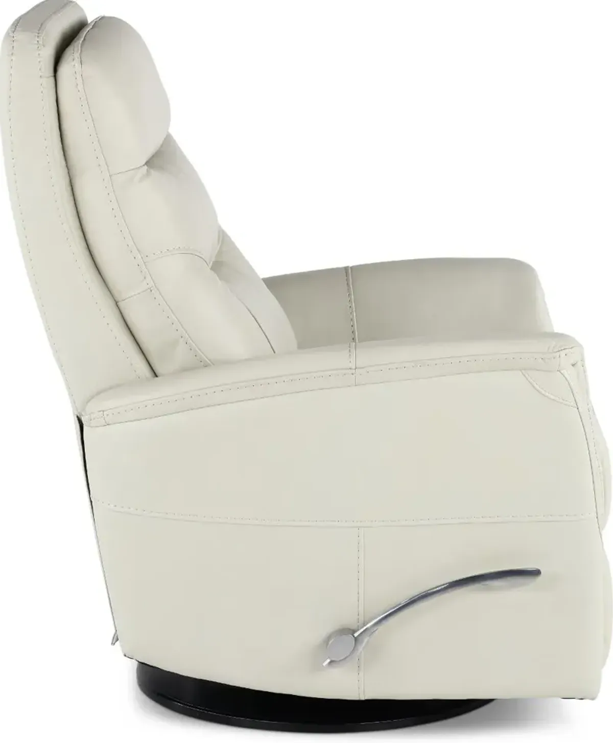 Ice White Leather-Match Swivel Glider Recliner