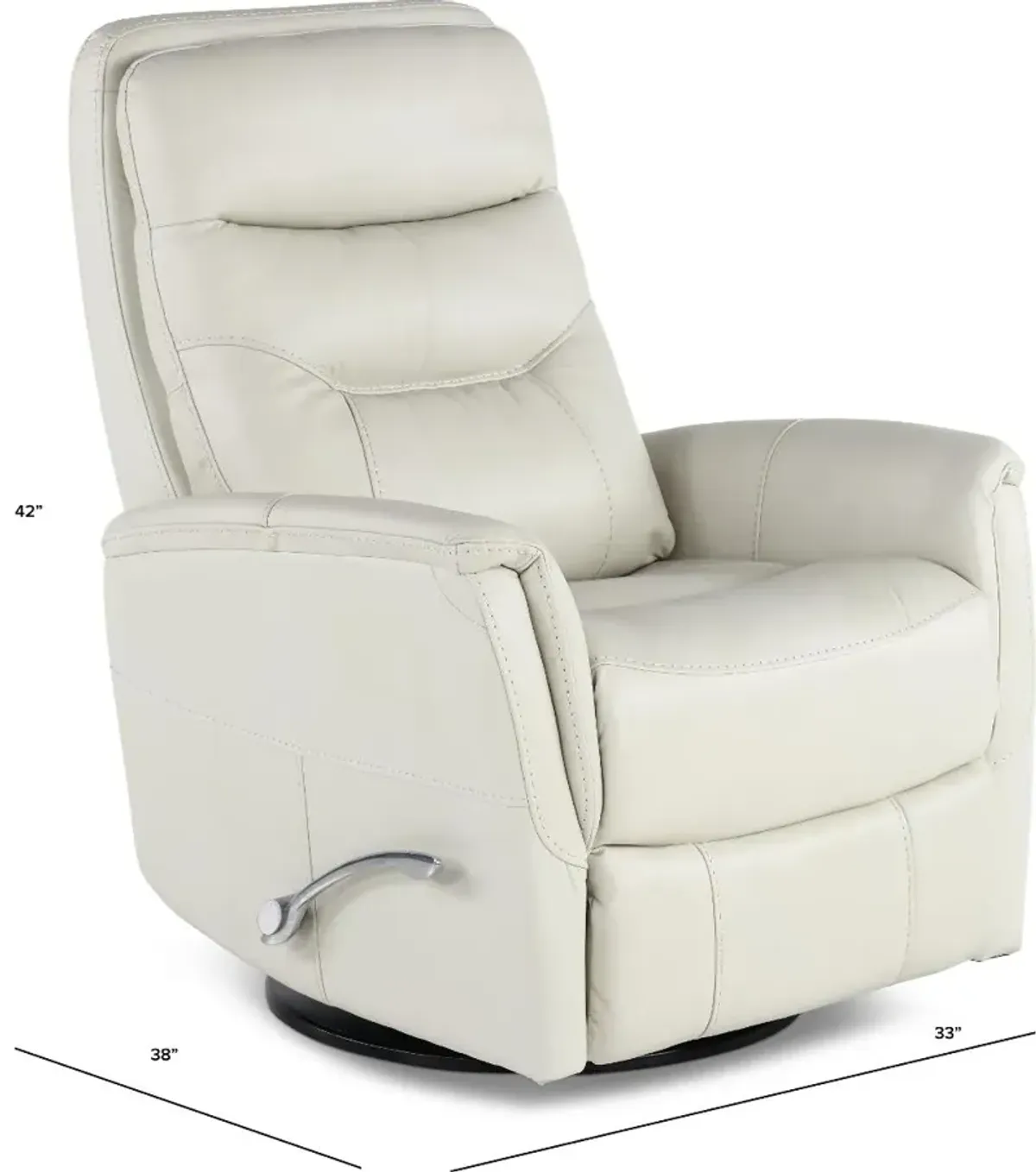 Ice White Leather-Match Swivel Glider Recliner