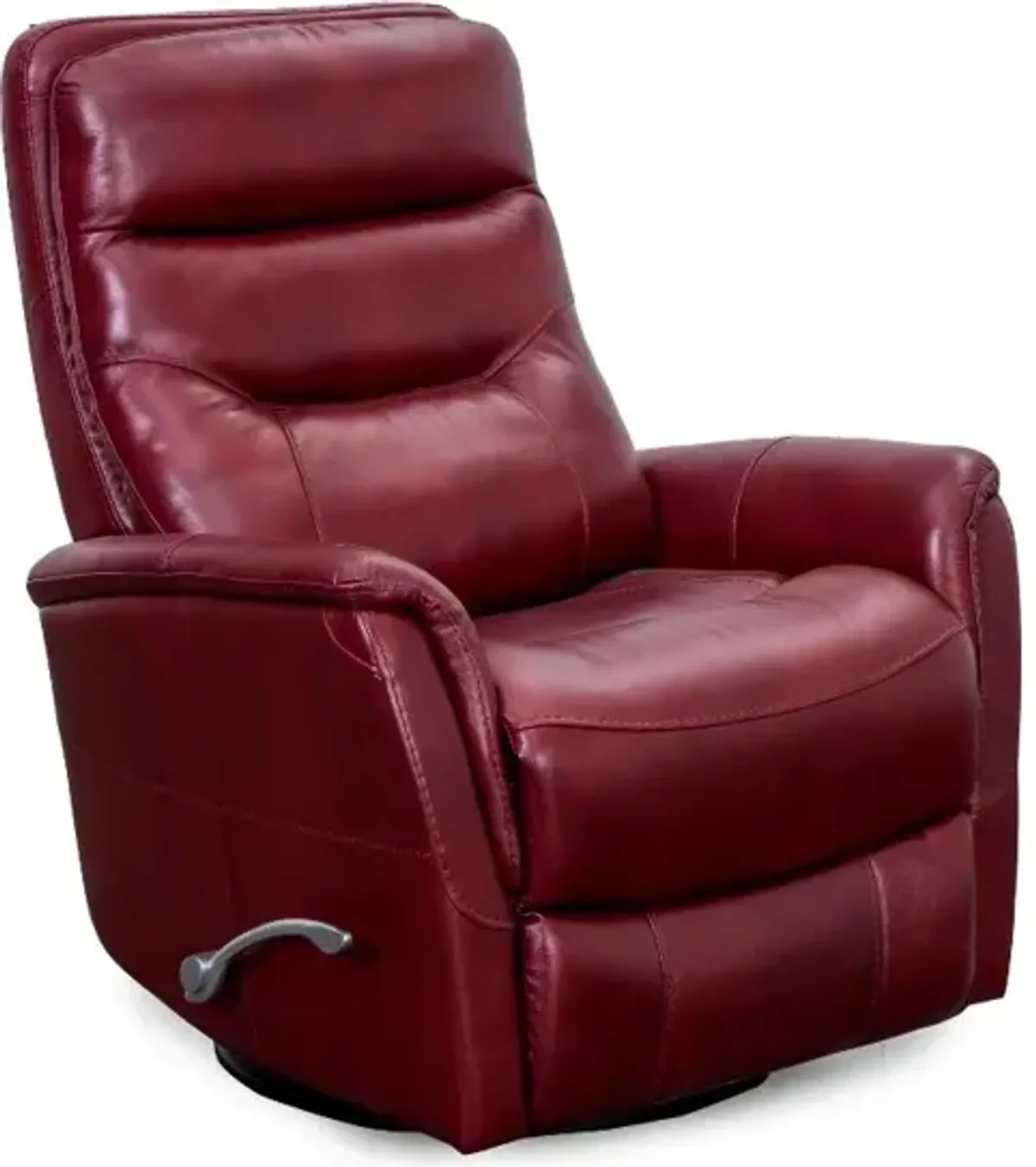 Burgundy Leather-Match Swivel Glider Recliner