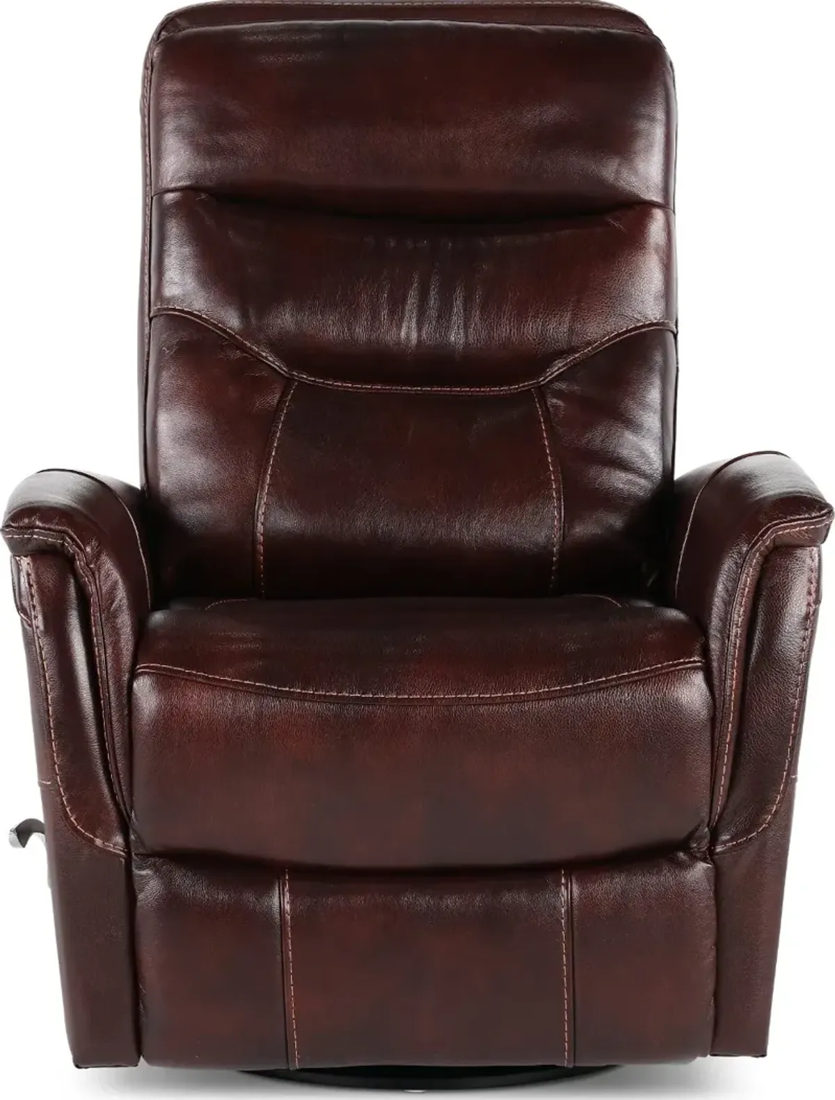 Burgundy Leather-Match Swivel Glider Recliner