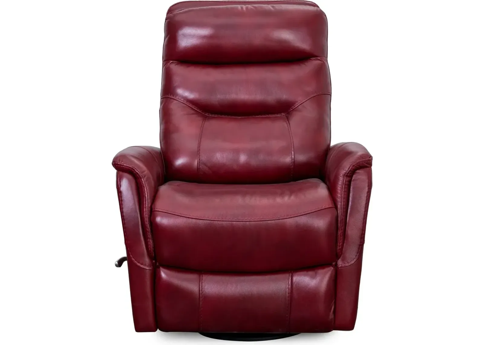 Burgundy Leather-Match Swivel Glider Recliner