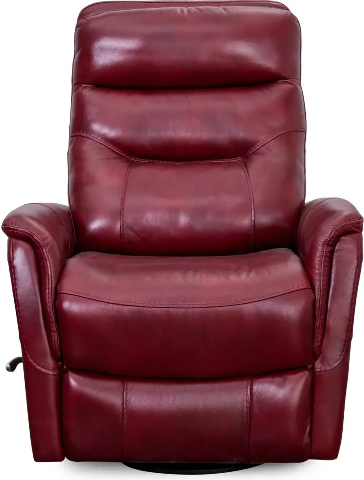 Burgundy Leather-Match Swivel Glider Recliner