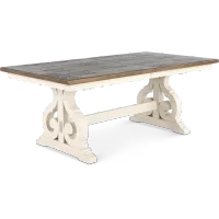 Drake White and Brown Trestle Dining Room Table