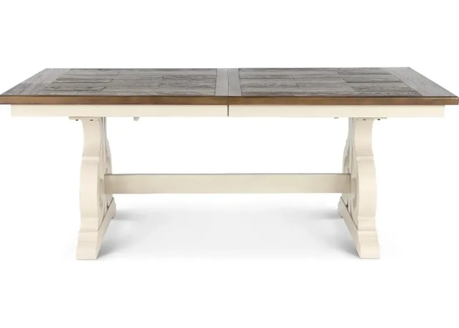 Drake White and Brown Trestle Dining Room Table