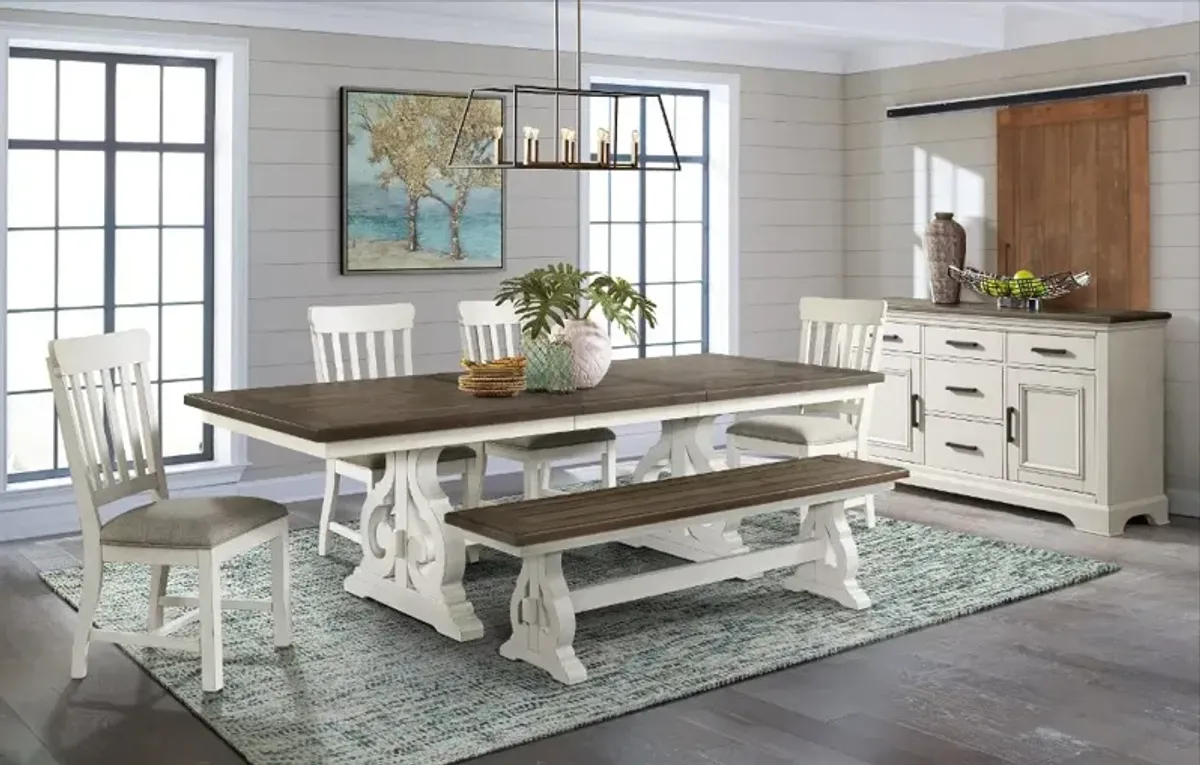 Drake White Dining Room Bench