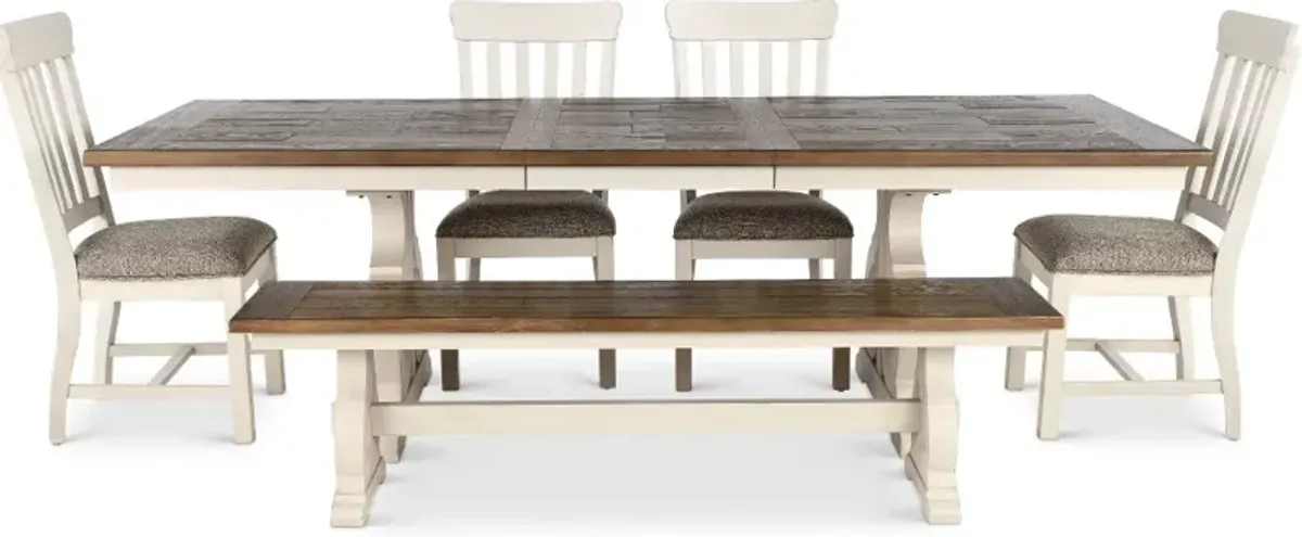 Drake White and Brown 6 Piece Dining Set