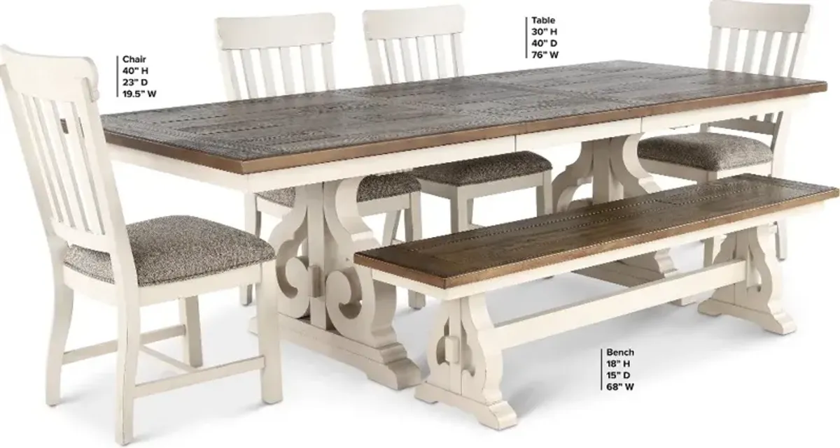 Drake White and Brown 6 Piece Dining Set