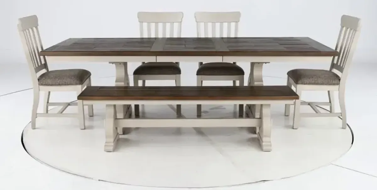 Drake White and Brown 6 Piece Dining Set