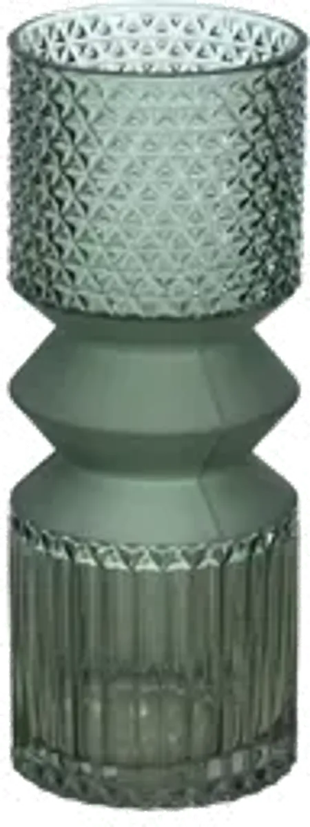 10 Inch Green Glass Mallet Vase