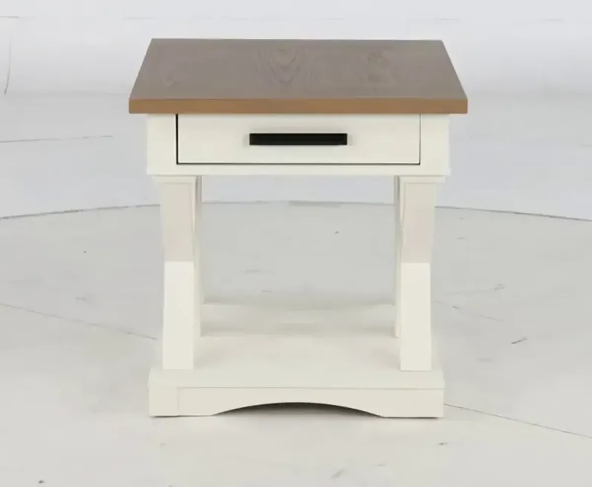 Amy Cotton White End Table