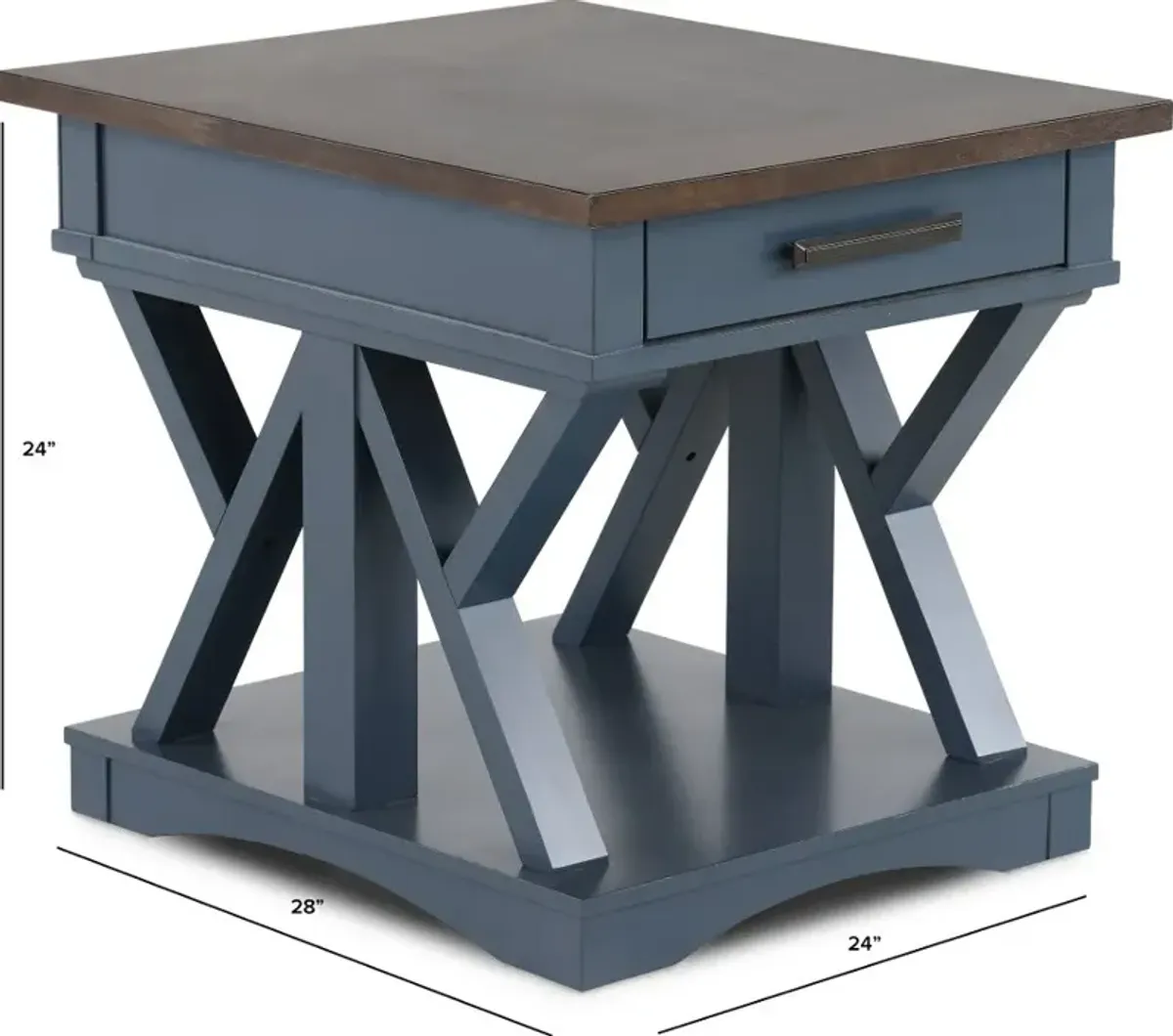 Amy Denim Blue End Table with Drawer