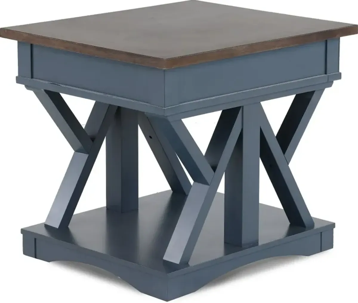 Amy Denim Blue End Table with Drawer