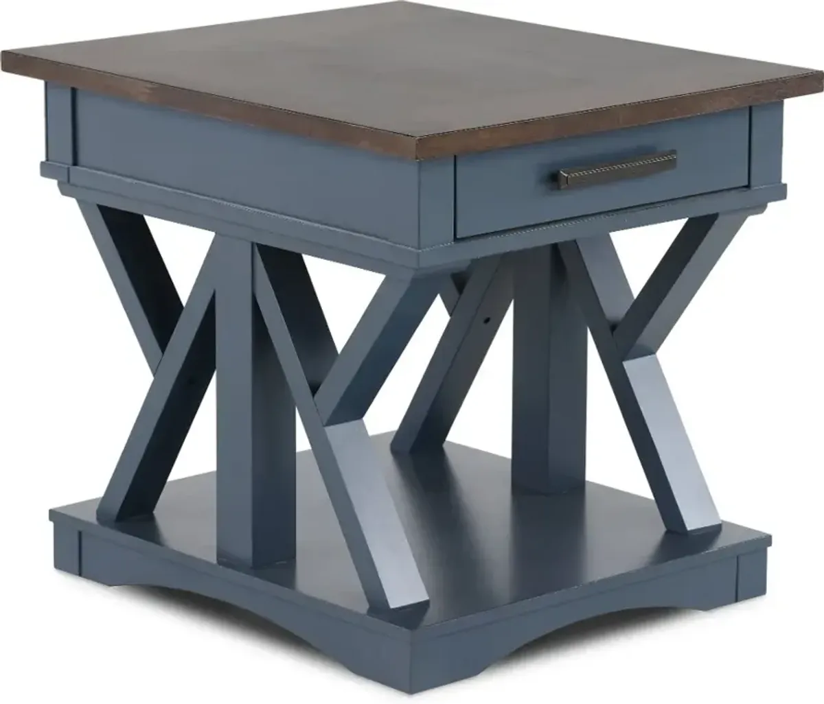 Amy Denim Blue End Table with Drawer