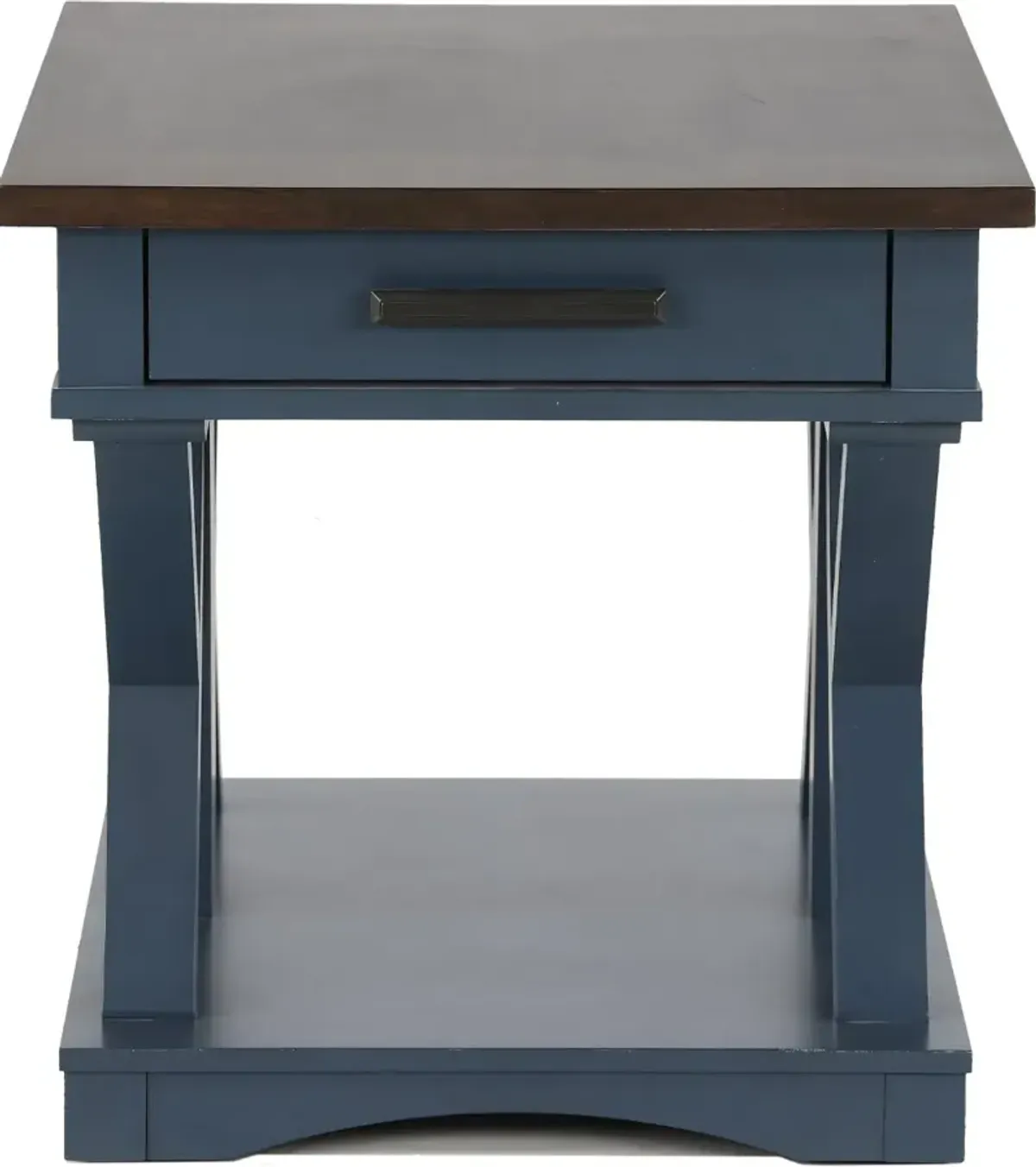 Amy Denim Blue End Table with Drawer