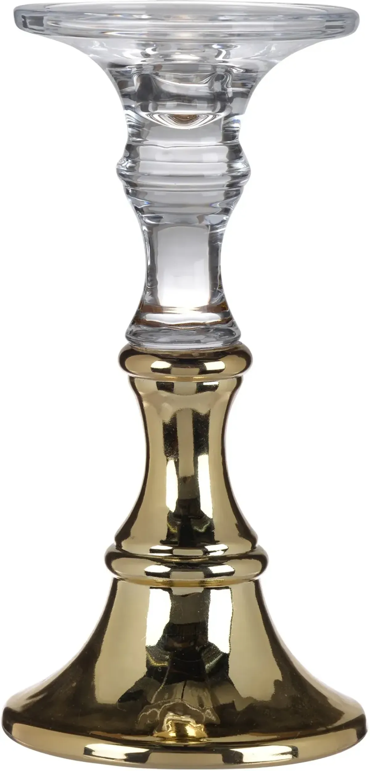9" Clear and Gold Candle Holder