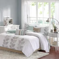 Blue and White 6 Piece Queen Caelie Bedding Collection