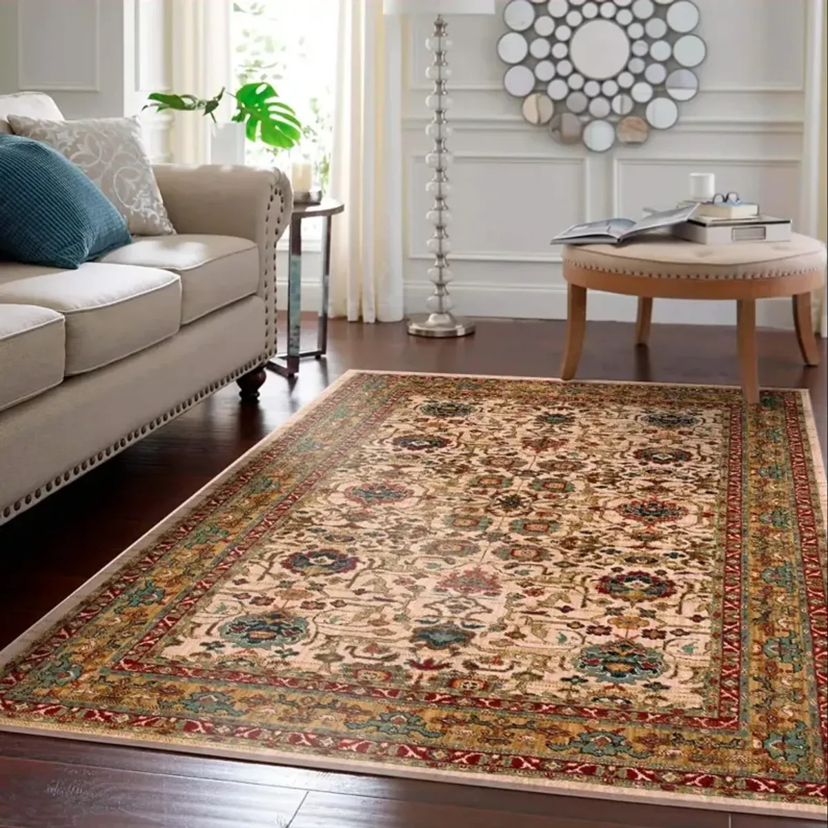 Spice Market 5 x 8 Keralam Cream and Red Area Rug