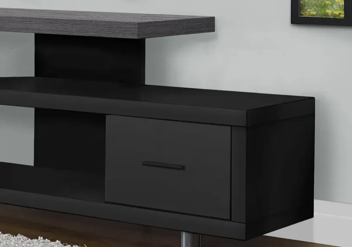 Modern Black and Gray 60 Inch TV Stand