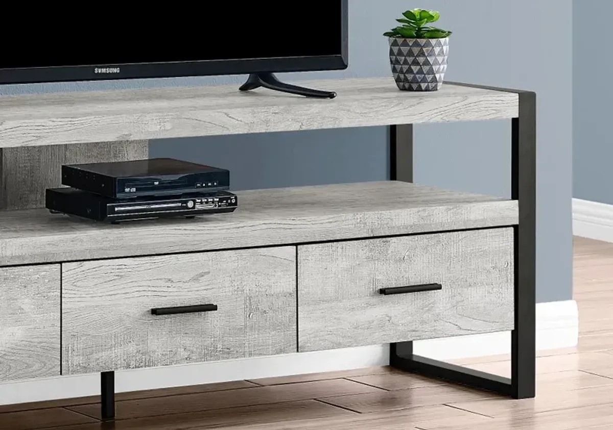 Modern Industrial Gray 3 Drawer TV Stand