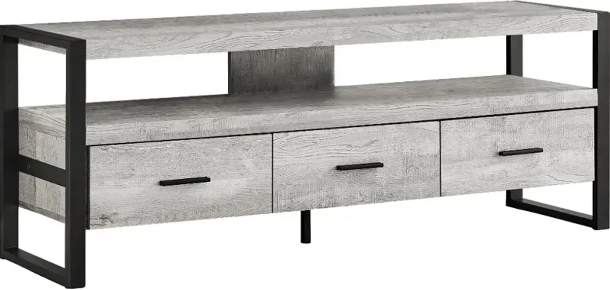 Modern Industrial Gray 3 Drawer TV Stand