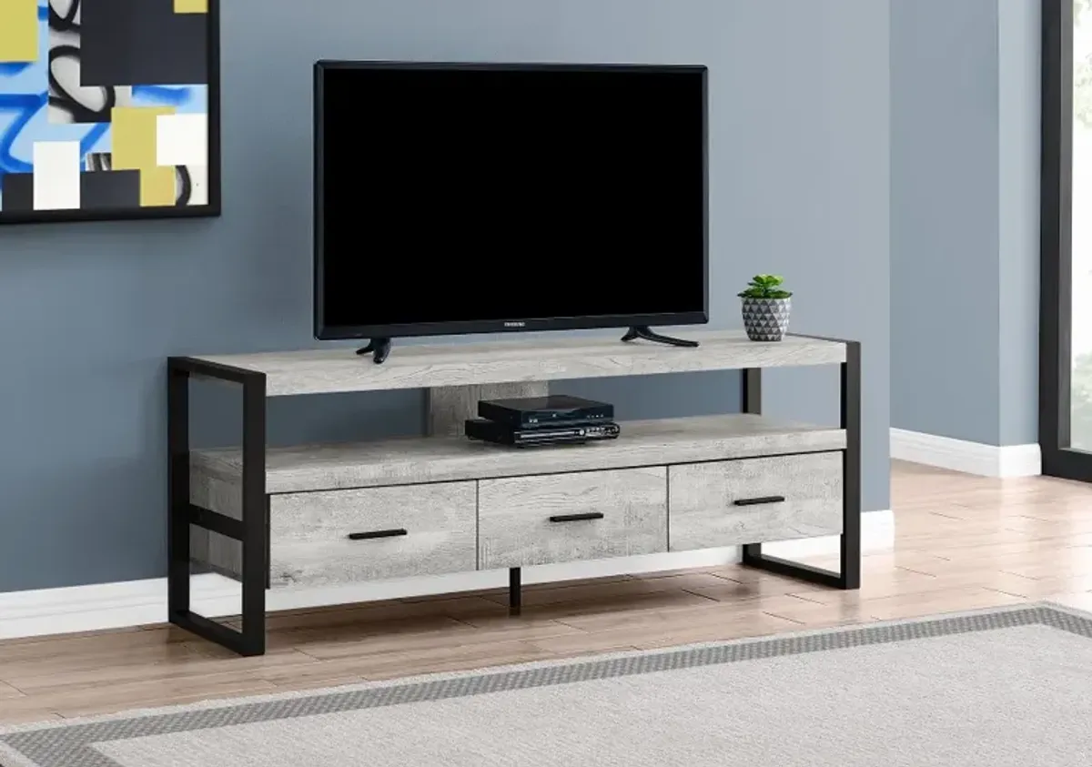 Modern Industrial Gray 3 Drawer TV Stand