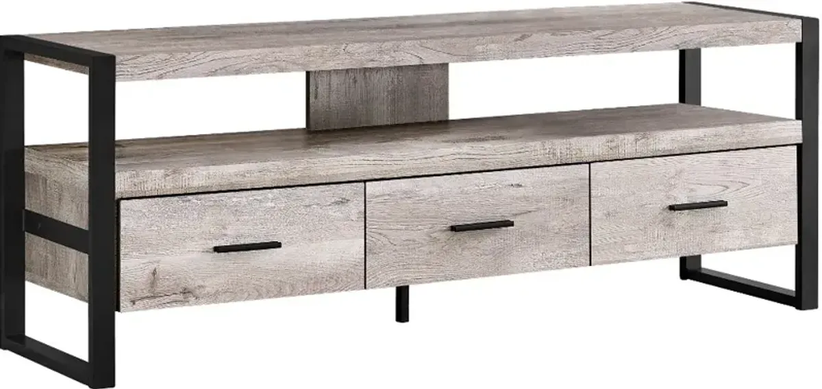 Industrial Taupe 3 Drawer TV Stand