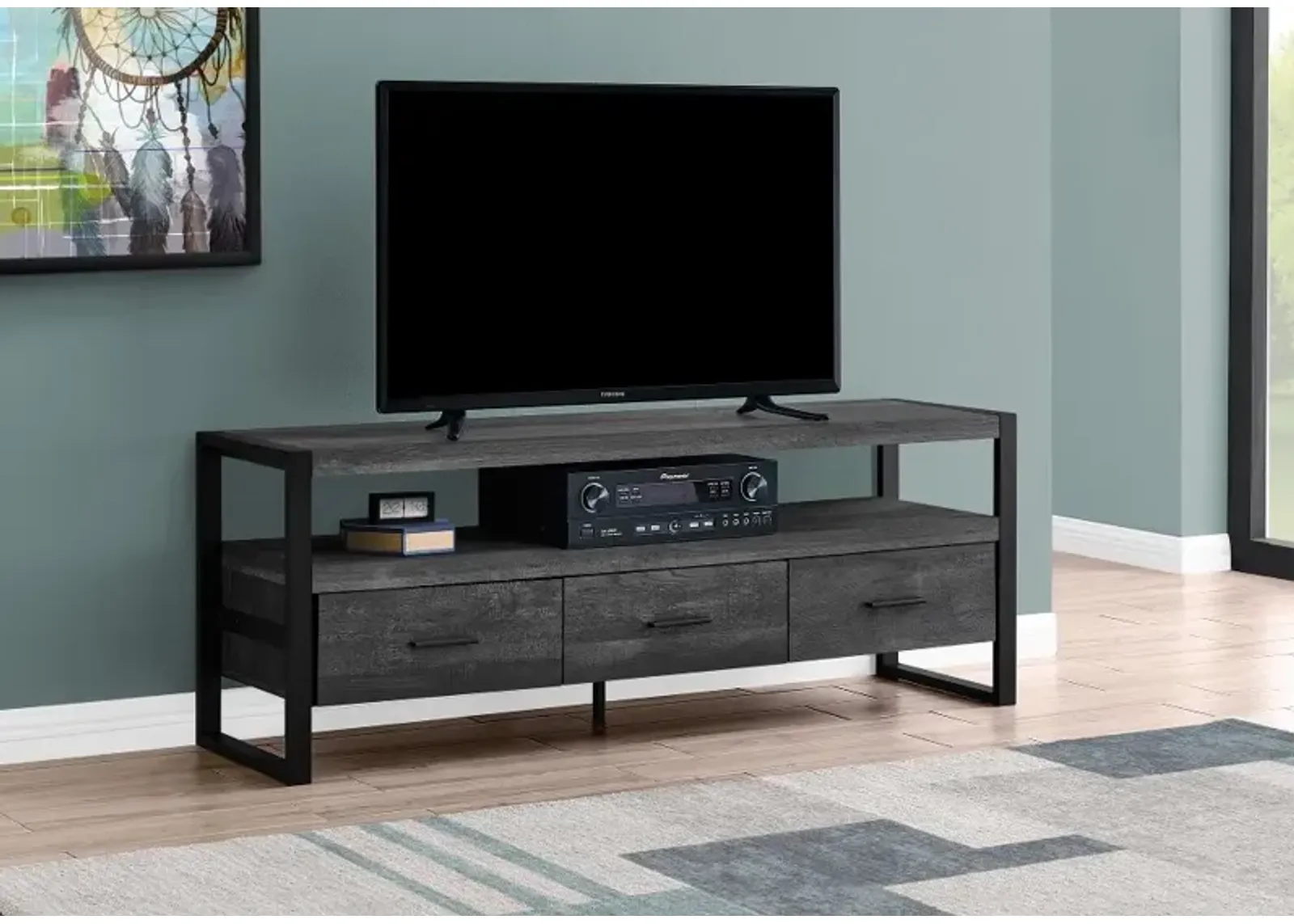 Industrial Black 3 Drawer TV Stand