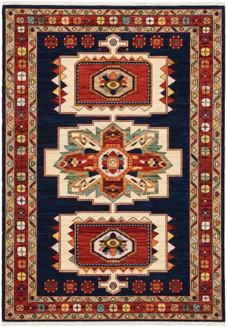 Lilihan 5 x 8 Blue and Red Area Rug
