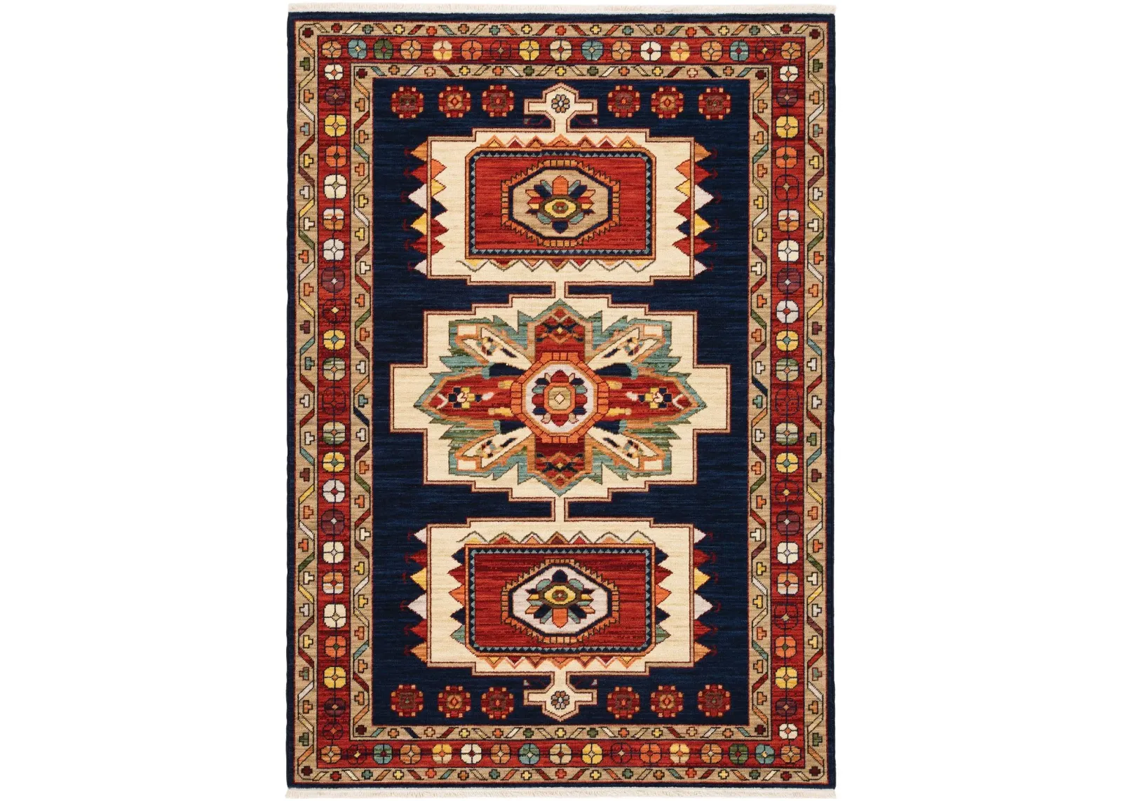 Lilihan 8 x 10 Large Blue and Red Area Rug