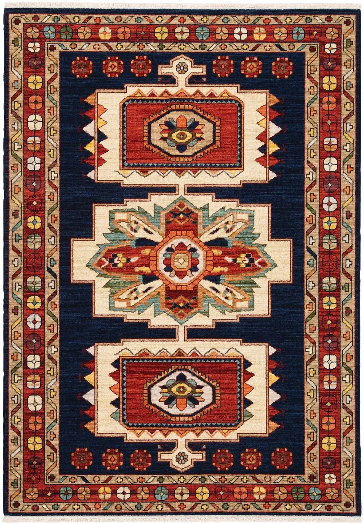 Lilihan 8 x 10 Large Blue and Red Area Rug