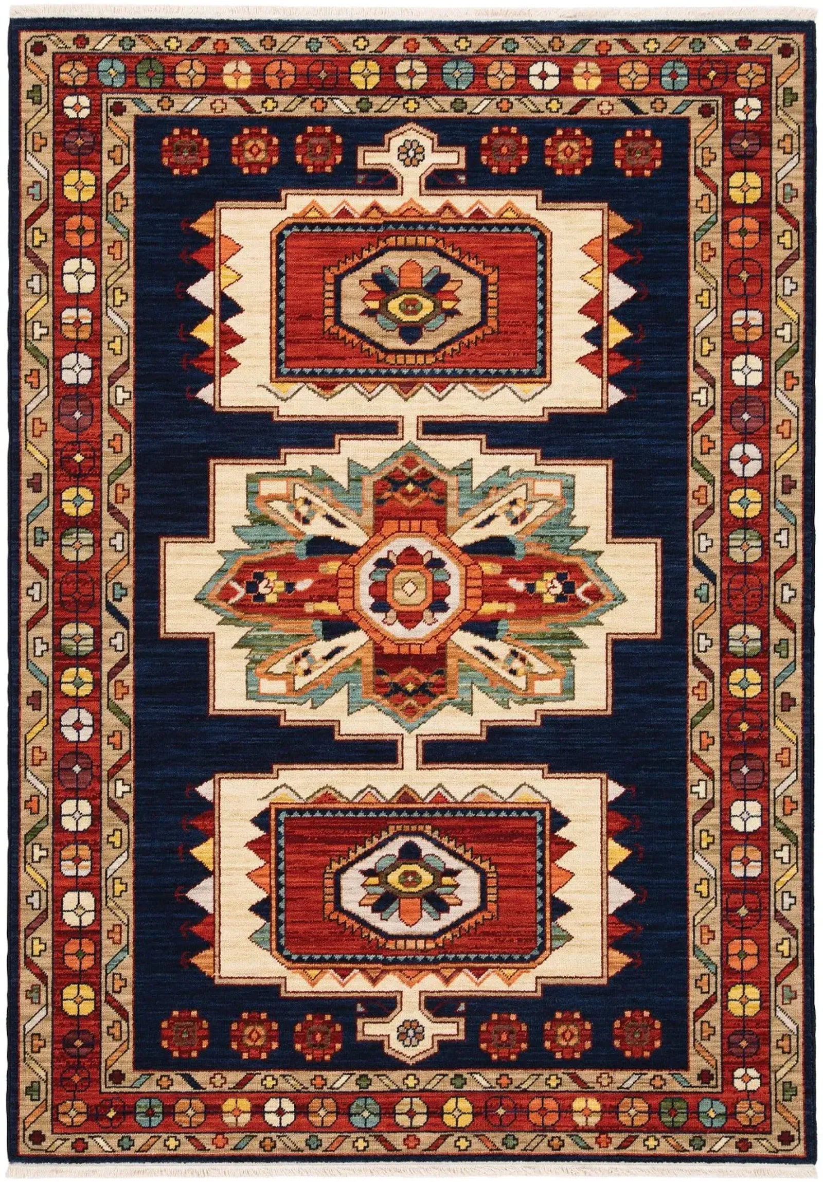 Lilihan 8 x 10 Large Blue and Red Area Rug