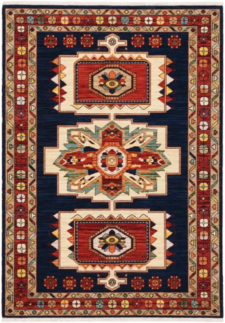 Lilihan 8 x 10 Large Blue and Red Area Rug