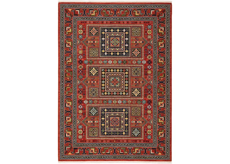 Lilihan 5 x 8 Medium Red and Multi Area Rug