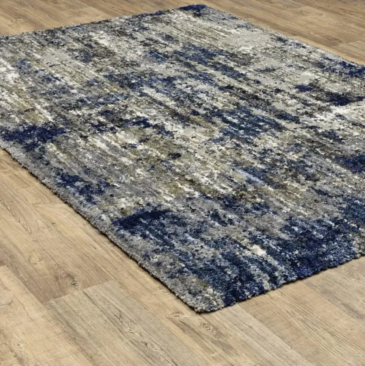 Aspen 5 x 8 Abstract Blue and Gray Shag Rug