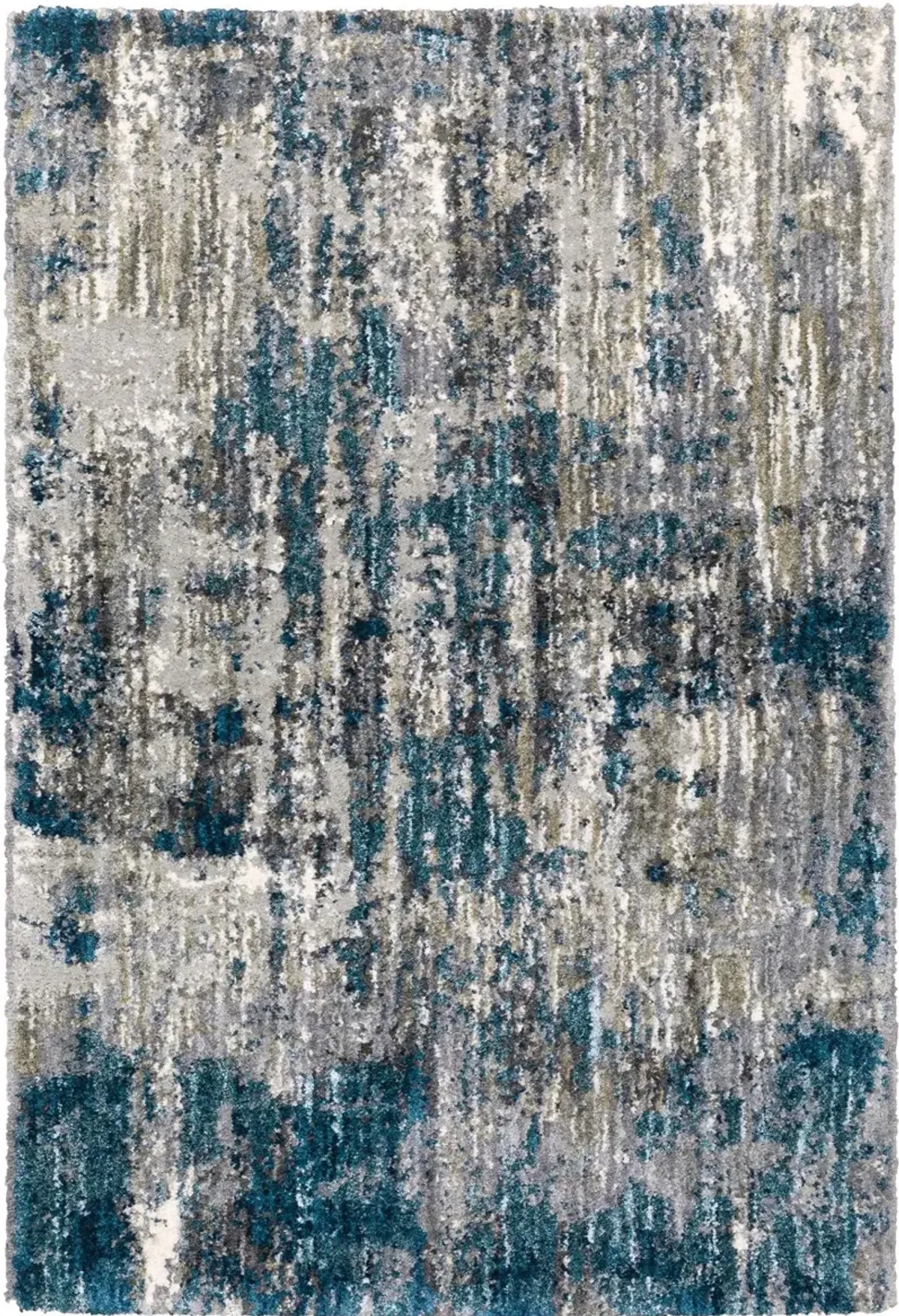 Aspen 5 x 8 Abstract Blue and Gray Shag Rug