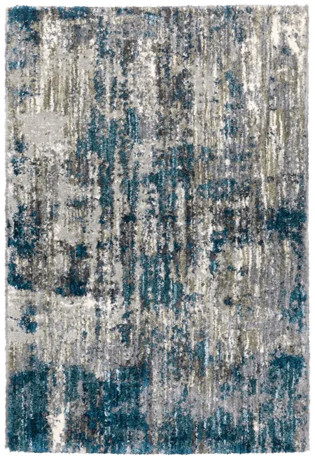 Aspen 5 x 8 Abstract Blue and Gray Shag Rug