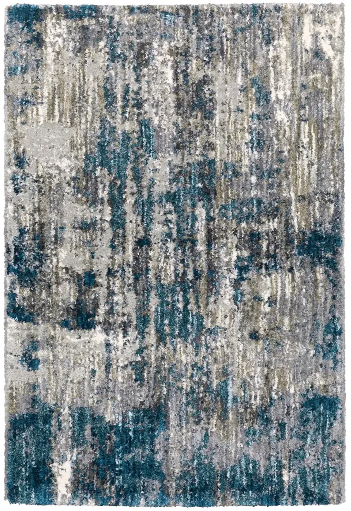 Aspen 5 x 8 Abstract Blue and Gray Shag Rug