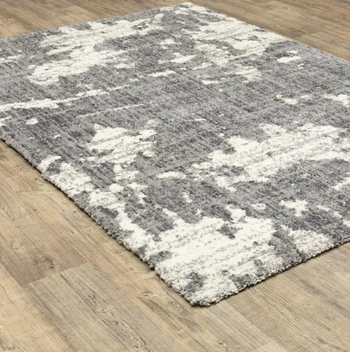 Aspen 8 x 10 Abstract Gray and Ivory Shag Rug