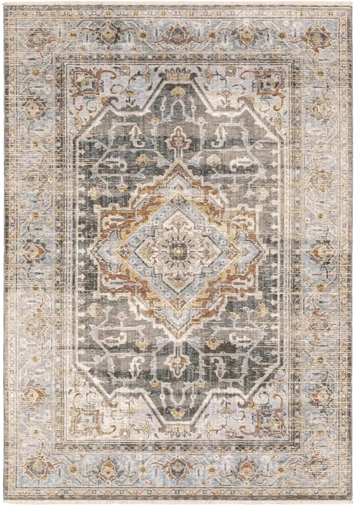 Maharaja 5 x 8 Medallion Gray and Blue Area Rug