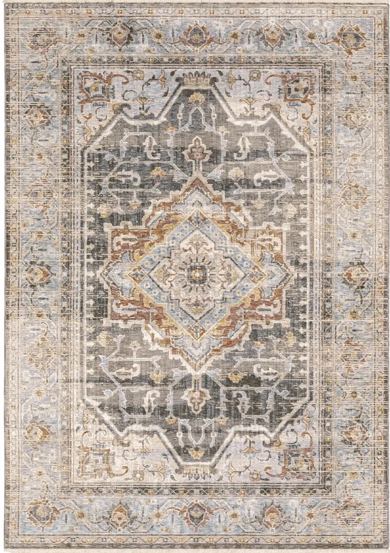 Maharaja 8 x 10 Medallion Gray and Blue Area Rug