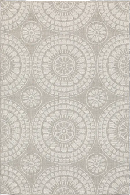 Portofino 8 x 10 Large Gray and Ivory Indoor-Outdoor Rug