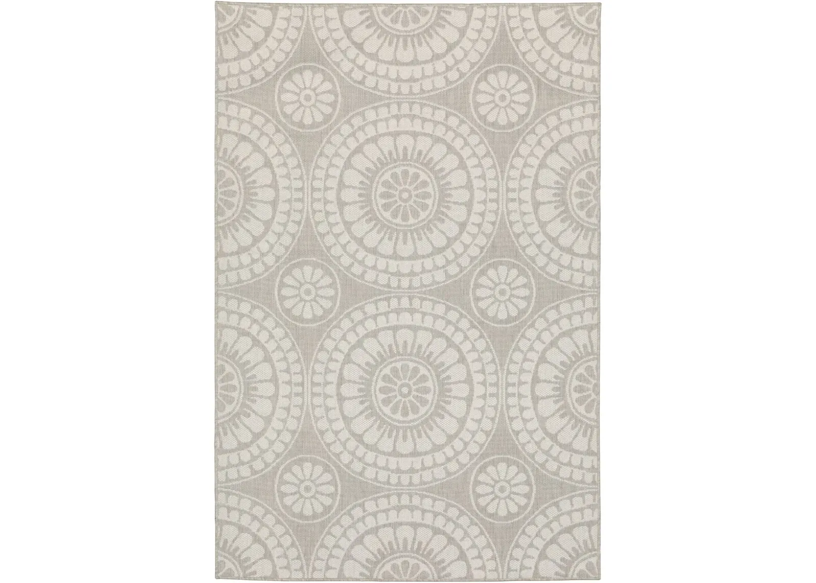 Portofino 8 x 10 Large Gray and Ivory Indoor-Outdoor Rug