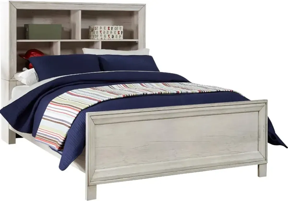 Riverwood Whitewash Full Bookcase Bed