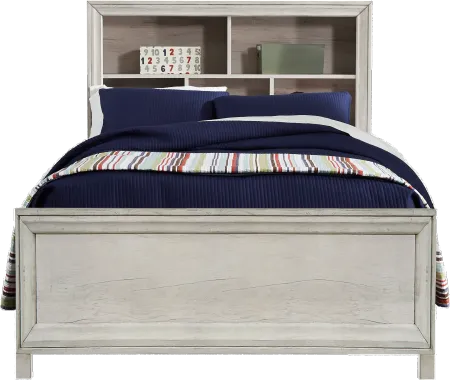 Riverwood Whitewash Full Bookcase Bed