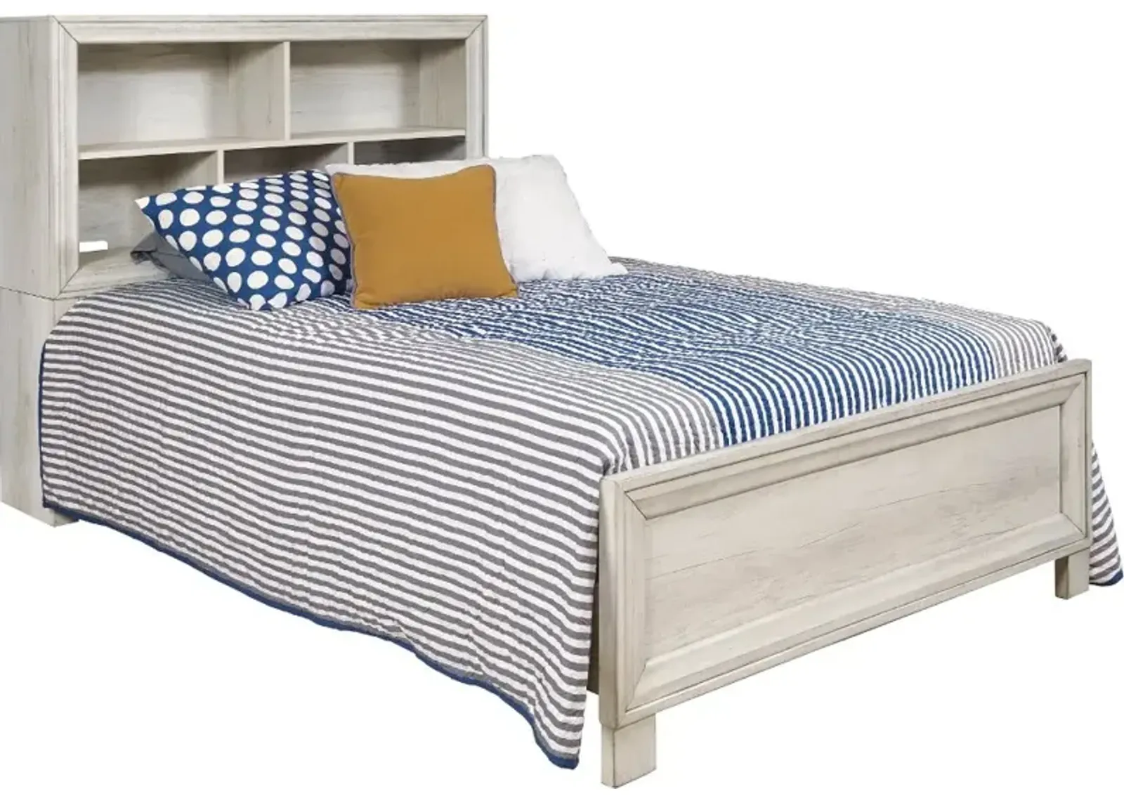 Riverwood Whitewash Full Bookcase Bed