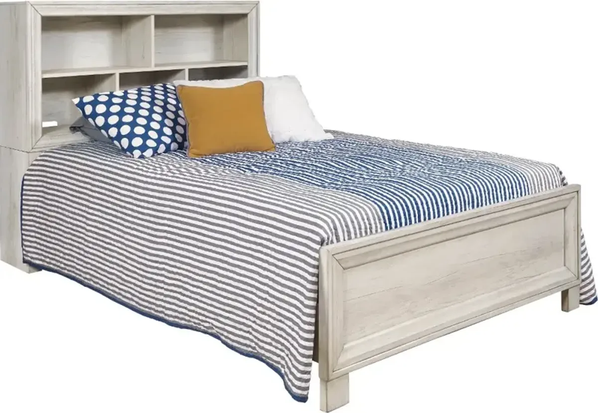 Riverwood Whitewash Full Bookcase Bed