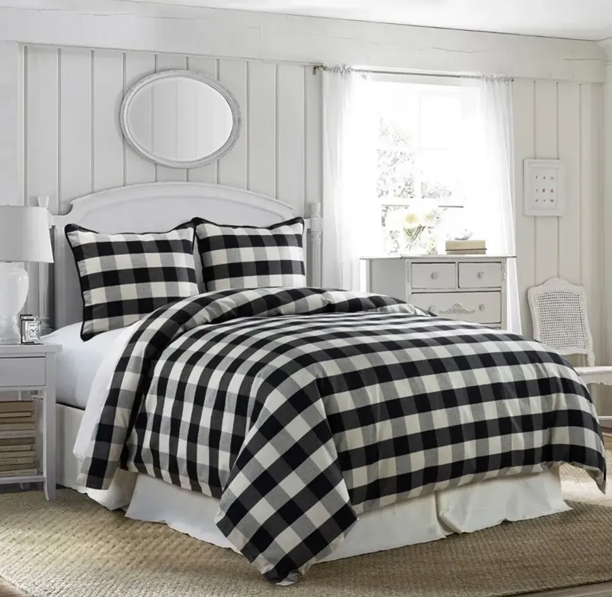 Black and White Buffalo Check Camille Super Queen Comforter Set